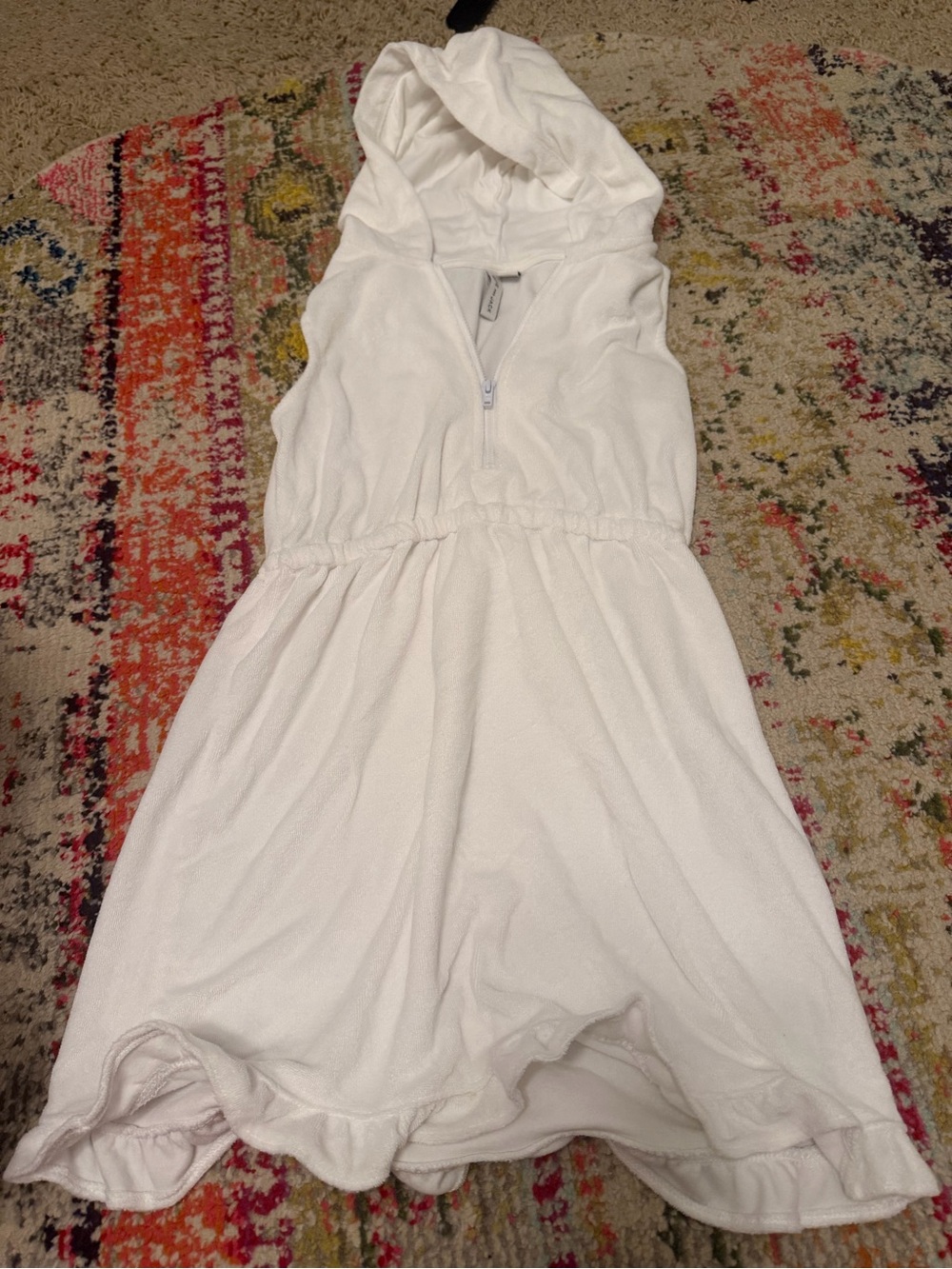 Janie and Jack White Hooded Terry Swim Coverup Dress